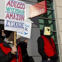 Adecco wyzyskuje, Amazon zyskuje! - protest w Poznaniu